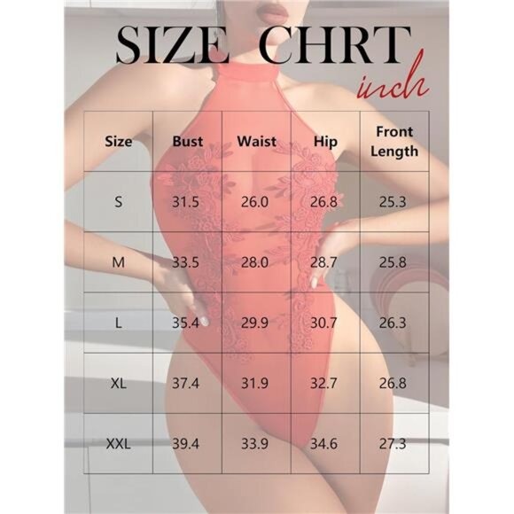Women Teddy Lingerie Sexy Mesh Bodysuit Light Red - Picture 6 of 6